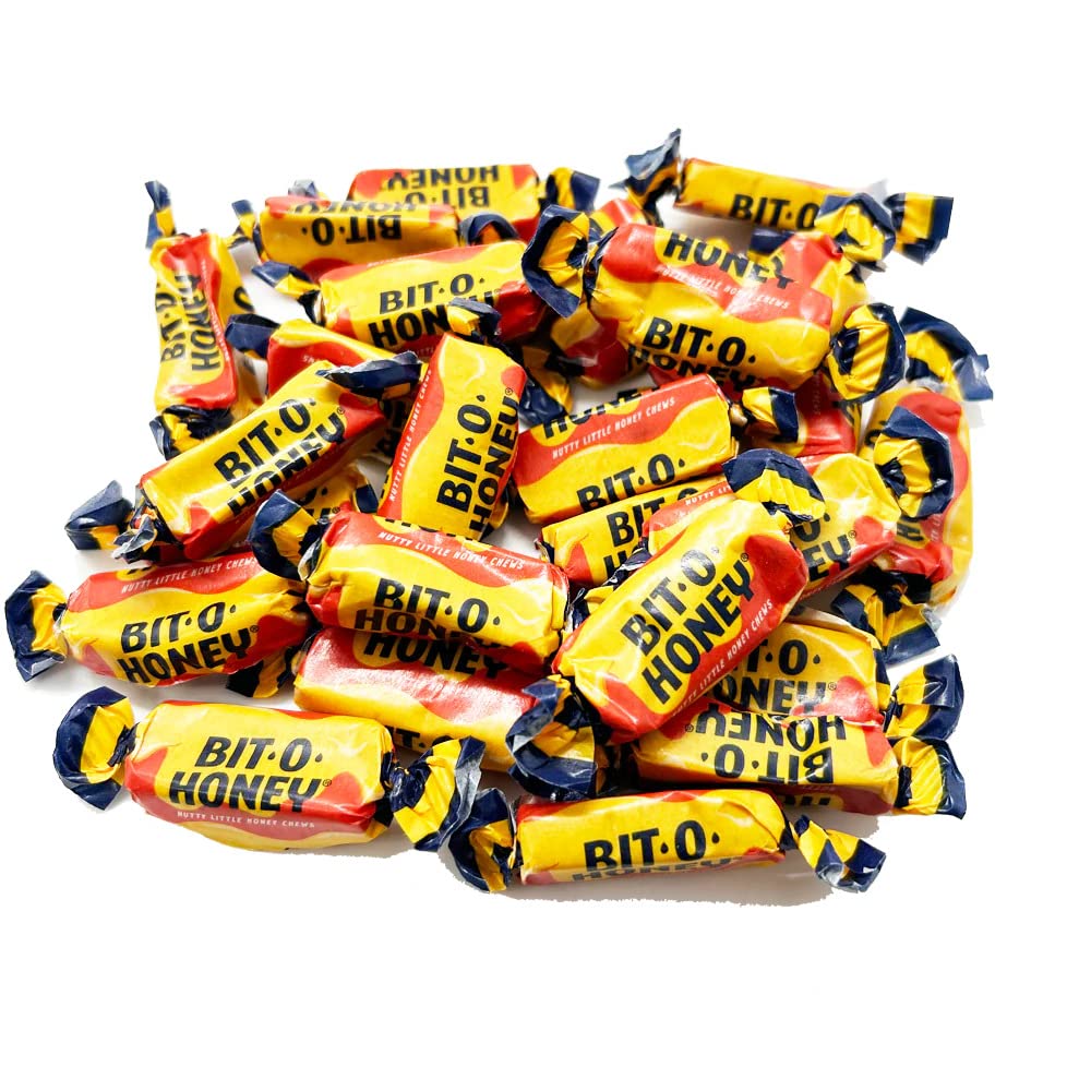Bit-O-Honey 24 Oz (About 102 pieces) - Retro Honey & Almonds Taffy - Original Bit O Honey 1.5Lbs Of Individually Wrapped Candy - Freshly Packaged By Snackadilly