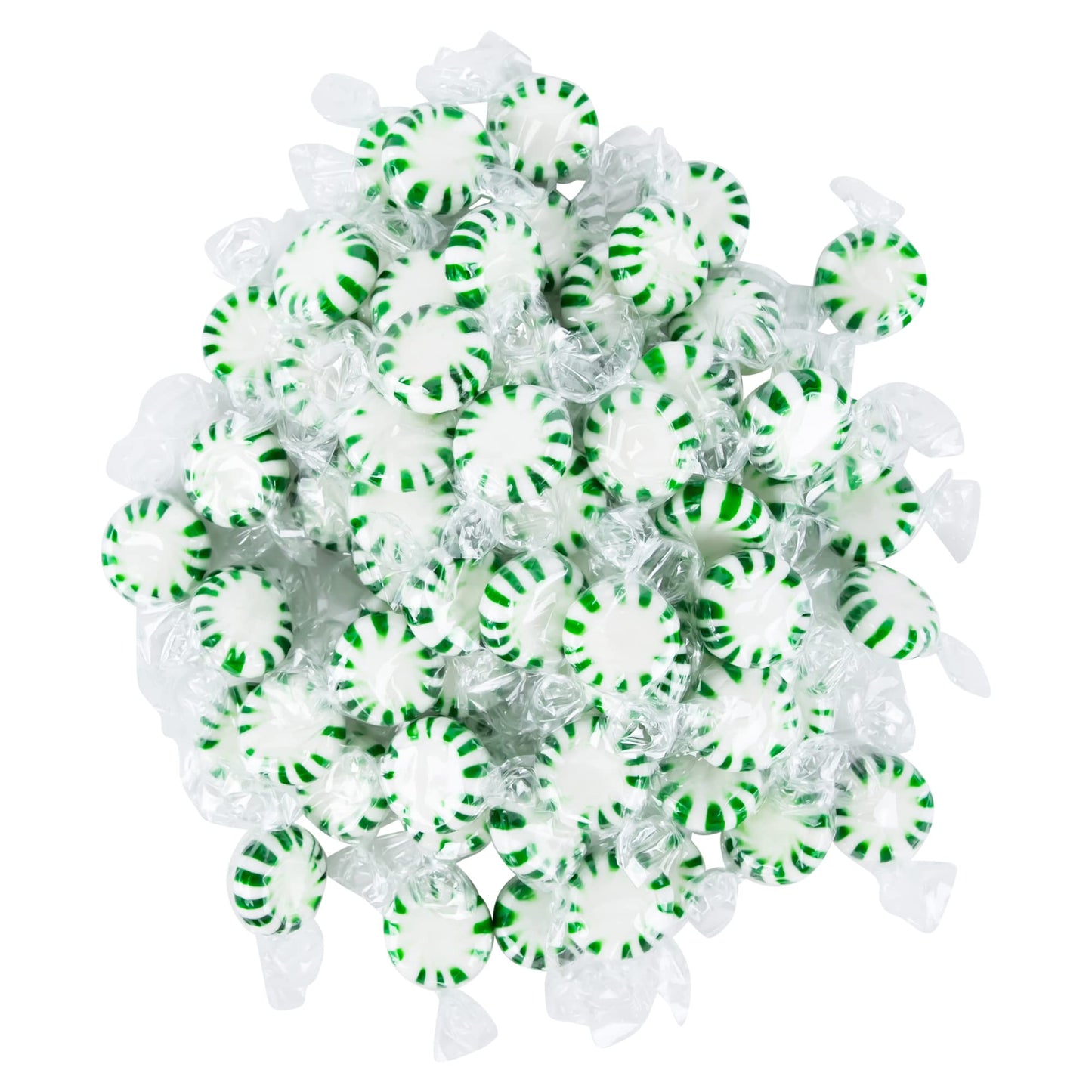 Spearmint Starlights - 2lb bag of Green & White Pinwheel Spearmint Candy - Refreshing Spearmint Hard Candy Packaged By Snackadilly
