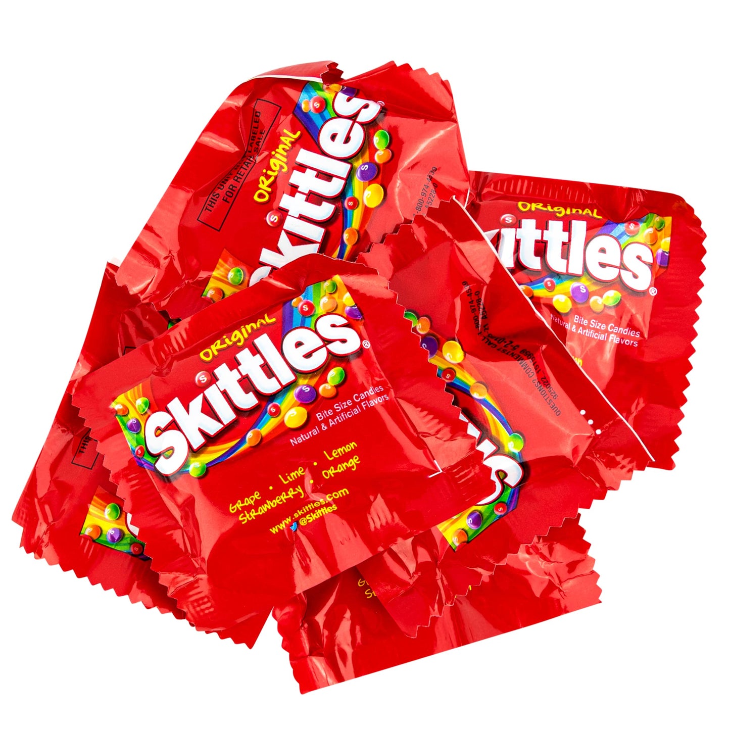 Skittlez Fun Size 20 Pack - Mini Packs of Original Skittles Flavors - Orange, Lemon, Lime, Grape and Strawberry. Packaged By Snackadilly