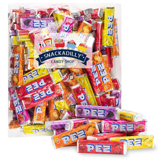 Snackadilly Pez Candy Refills (About 100 Rolls) "Value Size" 2Lb Bulk Bag - Cherry, Strawberry, Lemon, Grape, Orange, & Raspberry Flavors - By Snackadilly