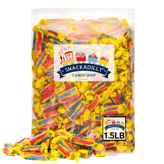 Bit-O-Honey 24 Oz (About 102 pieces) - Retro Honey & Almonds Taffy - Original Bit O Honey 1.5Lbs Of Individually Wrapped Candy - Freshly Packaged By Snackadilly