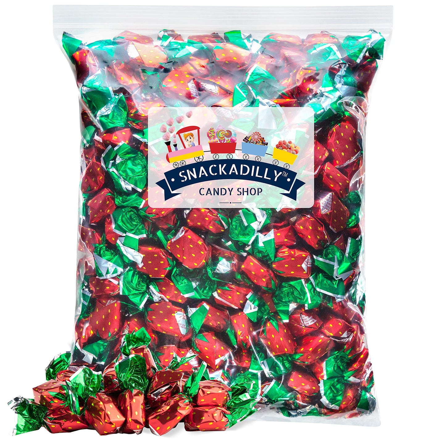 Strawberry Bon Bon Hard Candy - 3 lbs. Bag of Delicious & Tastefully Wrapped Red Candy